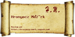 Hronyecz Márk névjegykártya